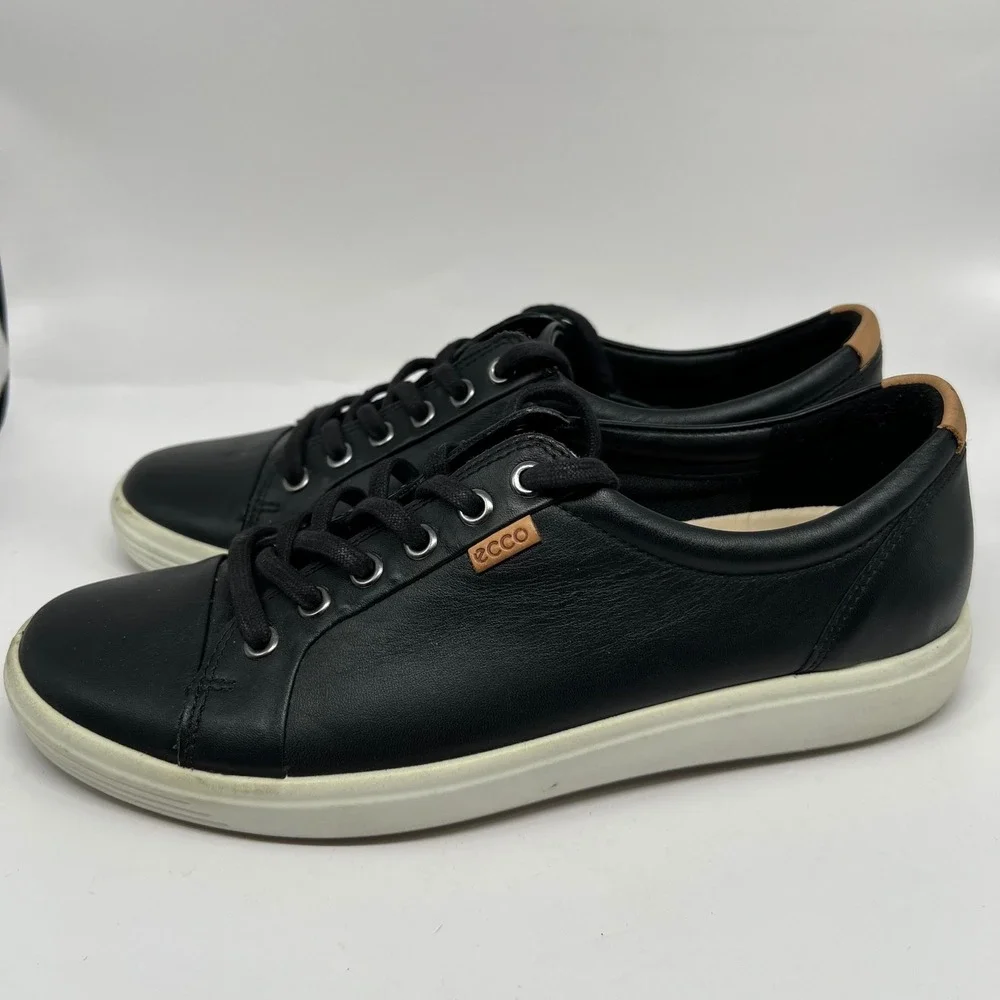 ECCO Soft 7 Womens Black Leather Shoes Sneakers EU 40 Womens US 9-9.5 walking